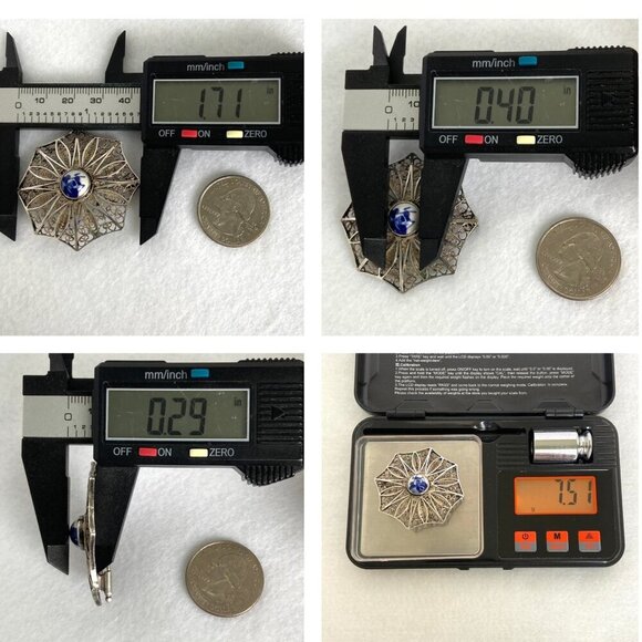 VTG Sterling Silver 925 1.71" Domed Signed Delft Filigree Spun Silver Brooch - Picture 9 of 16